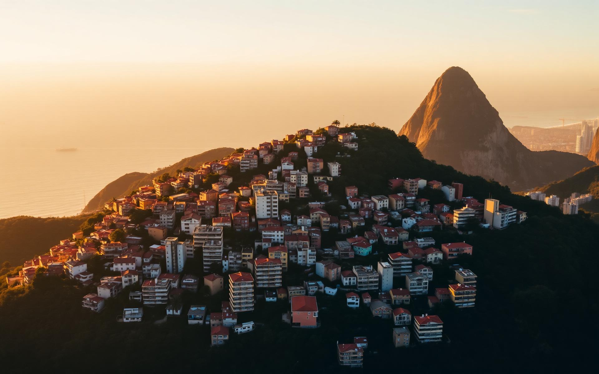 Blick über Rio de Janeiro bei Sonnenuntergang